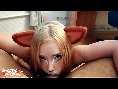 ❤️ Kitsune د هغې په خوله کې ډیک او کم تیر کړ ☑  ❤